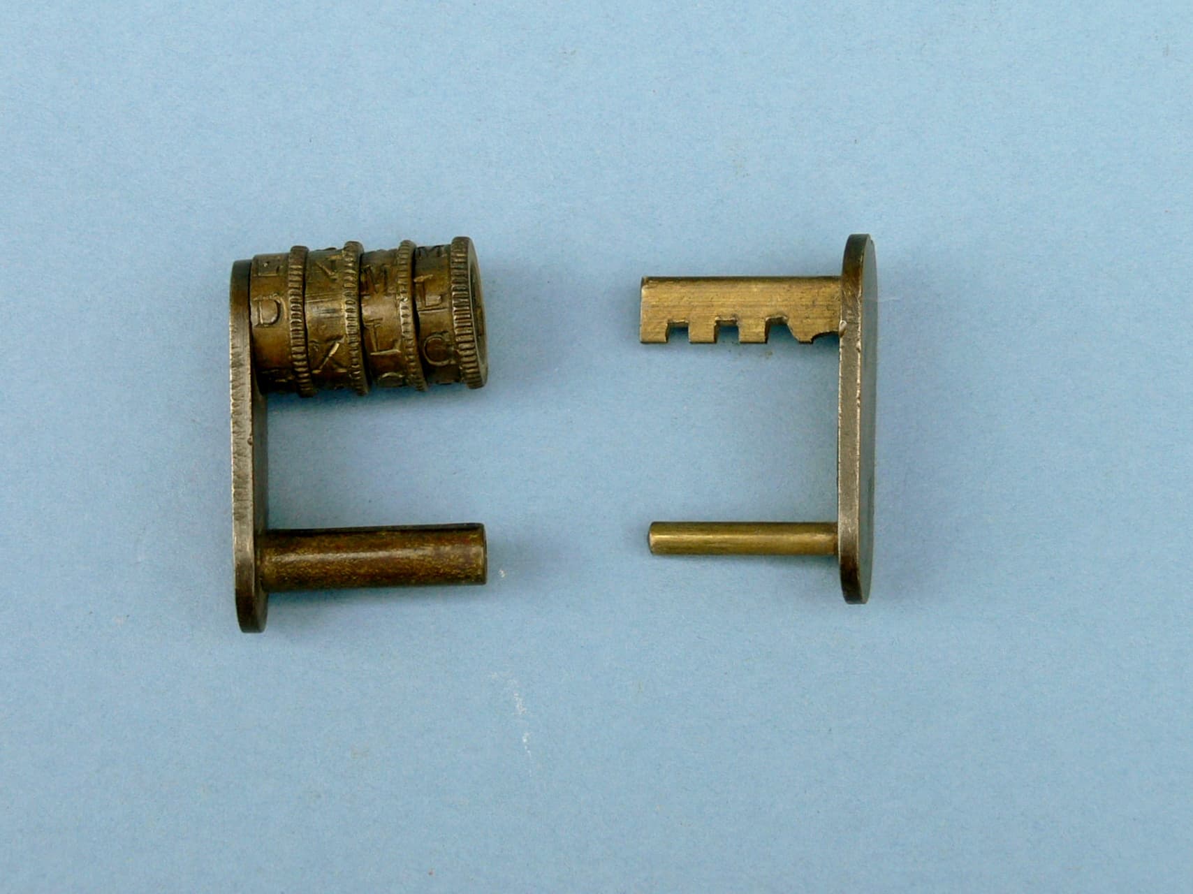 Genuine Antique Brass 4 Cylinder Combination Lock